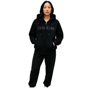 BEBE Jacket Womens Size L Black Rhinestone Hip Hop Y2K Mean Girls Mom 90’s New